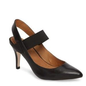 Corso Como Craz Pump Black Leather Elastic Strap Heel Size 8.5 Going Out Work